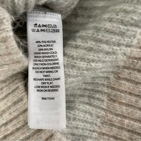 Bailey/44 SMALL Fuzzy Cozy Mockneck Sweater color block cream brown - Picture 7 of 7